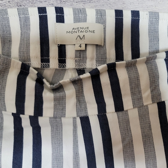 Avenue Montaigne Women's Leo Pant Blue & White Striped Cropped Flare Siz… - Picture 10 of 11